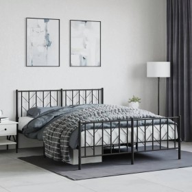 Estructura de cama cabecero y pie de cama metal negro 150x200cm