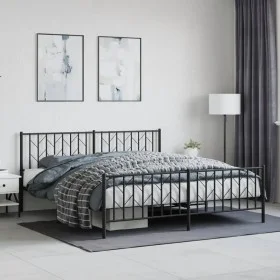 Estructura de cama cabecero y pie de cama metal negro 183x213cm de , Camas y somieres - Ref: Foro24-374460, Precio: 151,17 €,...