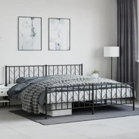 Black metal headboard and footboard bed frame 200x200cm by , Beds and slatted bases - Ref: Foro24-374462, Price: 146,72 €, Di...