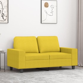 Sofá de 2 plazas de tela amarillo claro 120 cm