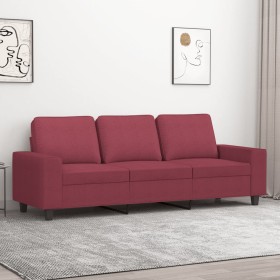 Sofá de 3 plazas de tela rojo tinto 180 cm
