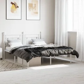 White metal bed frame with headboard 160x200 cm by , Beds and slatted bases - Ref: Foro24-374391, Price: 102,73 €, Discount: %
