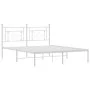 White metal bed frame with headboard 160x200 cm by , Beds and slatted bases - Ref: Foro24-374391, Price: 102,73 €, Discount: %