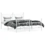Metal bed frame with headboard and white footboard 150x200 cm by , Beds and slatted bases - Ref: Foro24-374408, Price: 120,83...