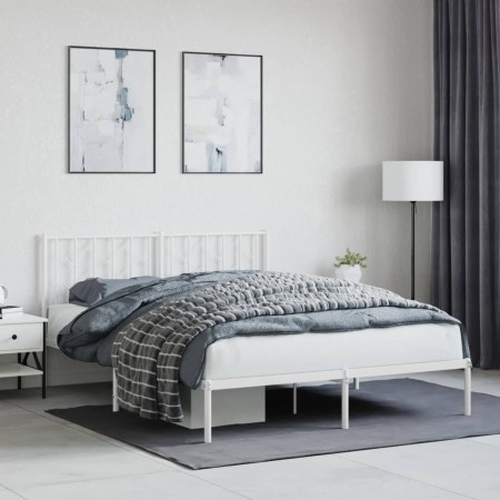 Estructura de cama de metal con cabecero blanca 150x200 cm