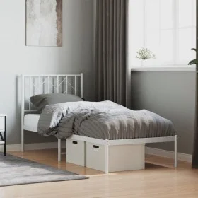 Bettgestell aus Metall mit weißem Kopfteil 75x190 cm von , Betten und Lattenroste - Ref: Foro24-374476, Preis: 55,30 €, Rabat...