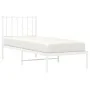 Estructura de cama de metal con cabecero blanco 75x190 cm de , Camas y somieres - Ref: Foro24-374476, Precio: 55,15 €, Descue...