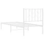 Estructura de cama de metal con cabecero blanco 75x190 cm de , Camas y somieres - Ref: Foro24-374476, Precio: 55,15 €, Descue...