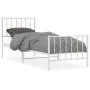 Metal bed frame with headboard and footboard white 80x200 cm by , Beds and slatted bases - Ref: Foro24-374495, Price: 63,39 €...