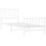 Metal bed frame with headboard and footboard white 80x200 cm by , Beds and slatted bases - Ref: Foro24-374495, Price: 63,39 €...