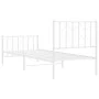 Metal bed frame with headboard and footboard white 80x200 cm by , Beds and slatted bases - Ref: Foro24-374495, Price: 63,39 €...