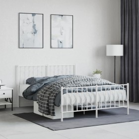 Metallbettgestell mit Kopf- und Fußteil weiß 140x190 cm von , Betten und Lattenroste - Ref: Foro24-374504, Preis: 96,65 €, Ra...