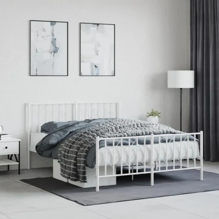 Metallbettgestell mit Kopf- und Fußteil weiß 140x190 cm von , Betten und Lattenroste - Ref: Foro24-374504, Preis: 95,42 €, Ra...