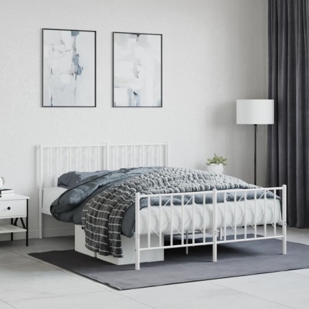 Metallbettgestell mit Kopf- und Fußteil weiß 140x190 cm von , Betten und Lattenroste - Ref: Foro24-374504, Preis: 96,65 €, Ra...