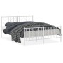 Metal bed frame with headboard and white footboard 150x200 cm by , Beds and slatted bases - Ref: Foro24-374506, Price: 113,56...