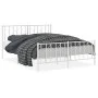 Metal bed frame with headboard and white footboard 150x200 cm by , Beds and slatted bases - Ref: Foro24-374506, Price: 111,90...