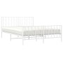 Metal bed frame with headboard and white footboard 150x200 cm by , Beds and slatted bases - Ref: Foro24-374506, Price: 113,56...