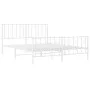 Metal bed frame with headboard and white footboard 150x200 cm by , Beds and slatted bases - Ref: Foro24-374506, Price: 111,90...