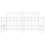 Metal bed frame with headboard and white footboard 150x200 cm by , Beds and slatted bases - Ref: Foro24-374506, Price: 111,90...