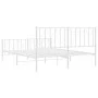 Metal bed frame with headboard and white footboard 150x200 cm by , Beds and slatted bases - Ref: Foro24-374506, Price: 111,90...