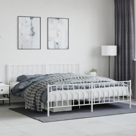 Metallbettgestell mit Kopf- und Fußteil weiß 193x203 cm von , Betten und Lattenroste - Ref: Foro24-374510, Preis: 130,83 €, R...