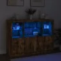 Sideboard with LED light 3 pieces engineered wood smoked oak by , Sideboards - Ref: Foro24-3209111, Price: 204,21 €, Discount: %