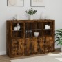 Sideboard with LED light 3 pieces engineered wood smoked oak by , Sideboards - Ref: Foro24-3209111, Price: 209,97 €, Discount: %