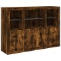 Sideboard with LED light 3 pieces engineered wood smoked oak by , Sideboards - Ref: Foro24-3209111, Price: 209,97 €, Discount: %
