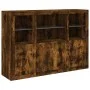 Sideboard with LED light 3 pieces engineered wood smoked oak by , Sideboards - Ref: Foro24-3209111, Price: 204,21 €, Discount: %