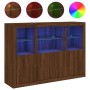 Sideboard with LED light, 3 pieces, engineered wood, brown oak. by , Sideboards - Ref: Foro24-3209113, Price: 222,13 €, Disco...