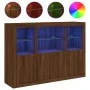 Sideboard with LED light, 3 pieces, engineered wood, brown oak. by , Sideboards - Ref: Foro24-3209113, Price: 214,69 €, Disco...