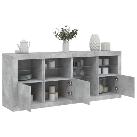 Sideboard with LED lights in concrete gray 164x37x67 cm by , Sideboards - Ref: Foro24-3209054, Price: 222,69 €, Discount: %