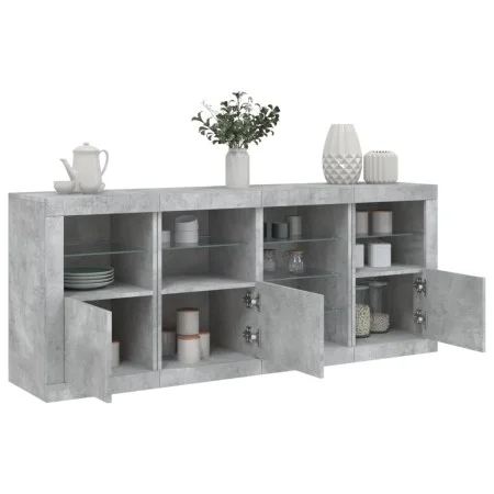Sideboard with LED lights in concrete gray 164x37x67 cm by , Sideboards - Ref: Foro24-3209054, Price: 217,36 €, Discount: %
