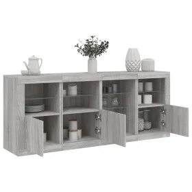 Sideboard with Sonoma grey LED lights 164x37x67 cm by , Sideboards - Ref: Foro24-3209056, Price: 195,80 €, Discount: %