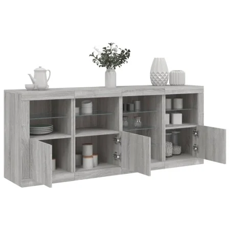 Sideboard with Sonoma grey LED lights 164x37x67 cm by , Sideboards - Ref: Foro24-3209056, Price: 195,80 €, Discount: %