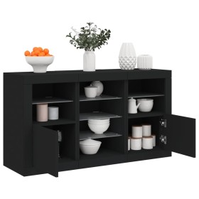 Black sideboard with LED lights 123x37x67 cm by , Sideboards - Ref: Foro24-3209080, Price: 188,18 €, Discount: %