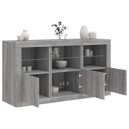 Sideboard with Sonoma grey LED lights 123x37x67 cm by , Sideboards - Ref: Foro24-3209063, Price: 157,98 €, Discount: %