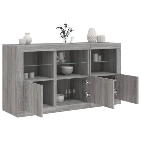 Sideboard with Sonoma grey LED lights 123x37x67 cm by , Sideboards - Ref: Foro24-3209063, Price: 152,33 €, Discount: %