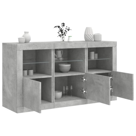 Sideboard with LED lights in concrete gray 123x37x67 cm by , Sideboards - Ref: Foro24-3209061, Price: 168,48 €, Discount: %