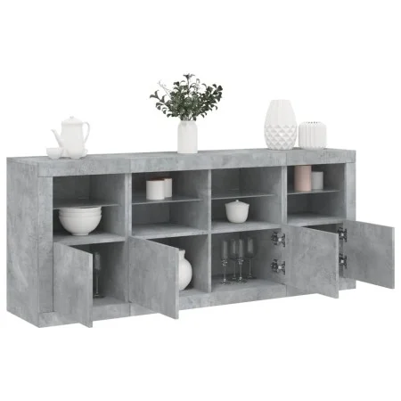 Sideboard with LED lights in concrete gray 163x37x67 cm by , Sideboards - Ref: Foro24-3209075, Price: 175,96 €, Discount: %