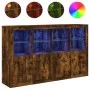 Sideboard mit LED-Licht, 3-teilig, Holzwerkstoff, geräucherte Eiche von , Sideboards - Ref: Foro24-3209118, Preis: 250,62 €, ...