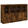 Aparador con luz LED 3 pzas madera de ingeniería roble ahumado de , Aparadores - Ref: Foro24-3209118, Precio: 254,67 €, Descu...