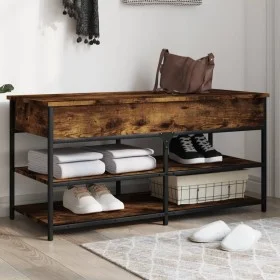Engineered smoked oak wooden shoe bench 100x42.5x50 cm by , Benches for halls and storage - Ref: Foro24-839035, Price: 74,78 ...