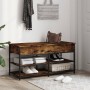 Engineered smoked oak wooden shoe bench 100x42.5x50 cm by , Benches for halls and storage - Ref: Foro24-839035, Price: 75,66 ...