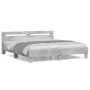 Concrete gray engineered wood bed with headboard 200x200 cm by , Beds and slatted bases - Ref: Foro24-3207395, Price: 157,76 ...