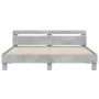 Concrete gray engineered wood bed with headboard 200x200 cm by , Beds and slatted bases - Ref: Foro24-3207395, Price: 157,76 ...