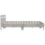 Cama con cabecero madera ingeniería gris hormigón 200x200 cm de , Camas y somieres - Ref: Foro24-3207395, Precio: 160,17 €, D...