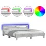 Concrete gray headboard bed frame and LED lights 200x200cm by , Beds and slatted bases - Ref: Foro24-3207521, Price: 161,60 €...