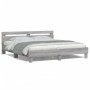 Sonoma gray headboard bed frame and LED lights 200x200 cm by , Beds and slatted bases - Ref: Foro24-3207523, Price: 187,04 €,...