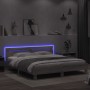 Sonoma gray headboard bed frame and LED lights 200x200 cm by , Beds and slatted bases - Ref: Foro24-3207523, Price: 187,04 €,...
